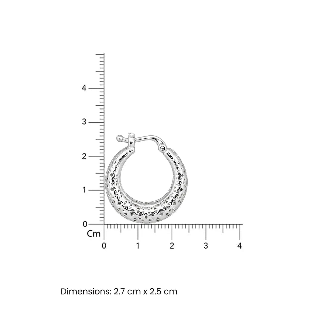 Elegant Textured Hoop 925 Silver Earrings - Made With Pure 925 Silver