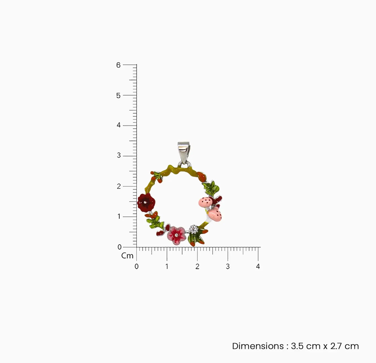 Enamel Ladybug Floral Wreath Silver Necklace- Made With Pure 925 Silver