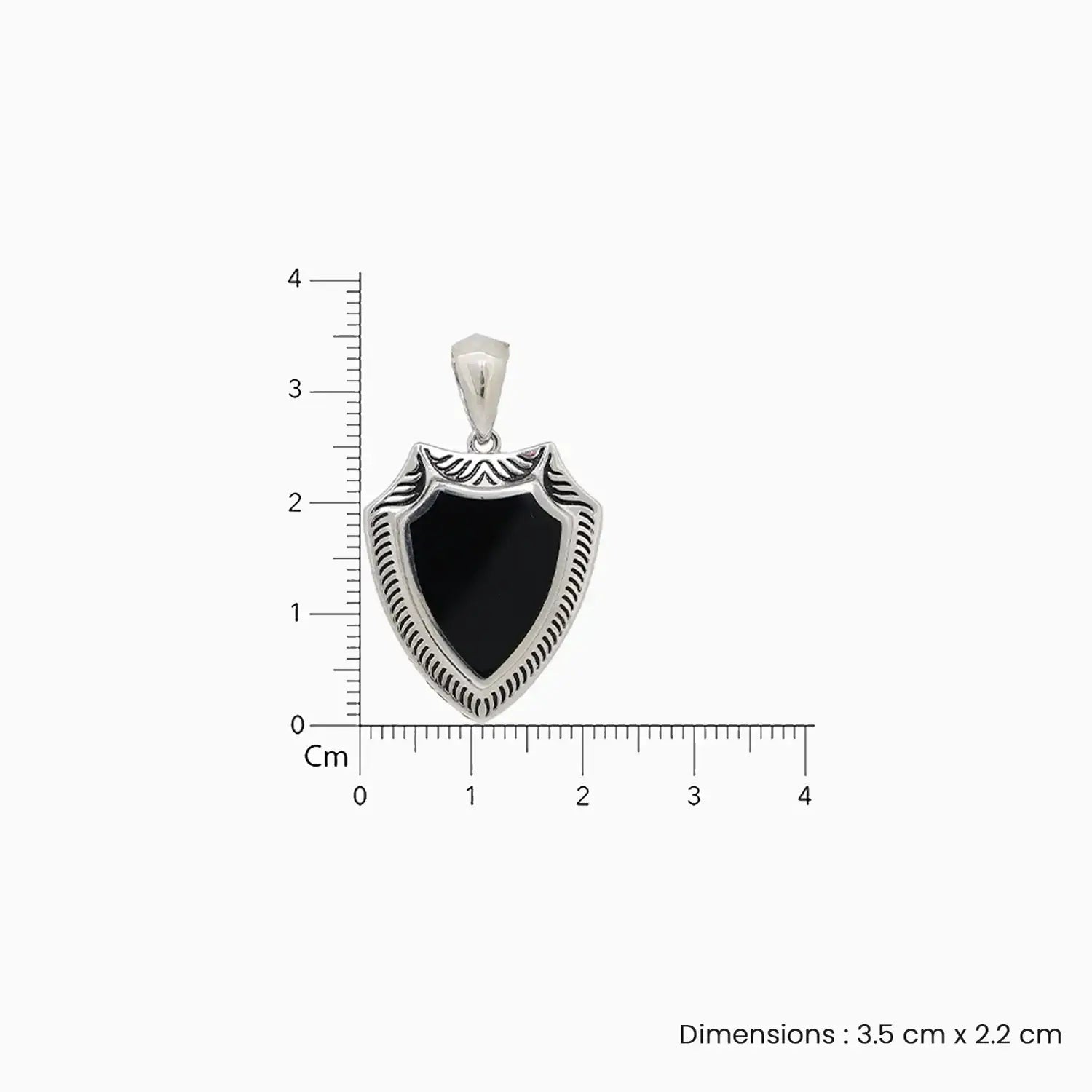 Black Onyx Shield Pure Silver Pendant- Made With Pure 925 Silver
