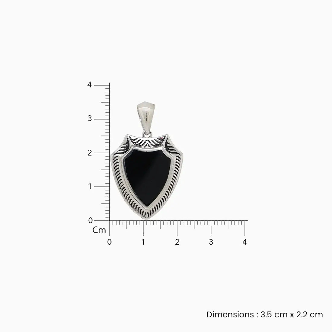 Black Onyx Shield Pure Silver Pendant- Made With Pure 925 Silver