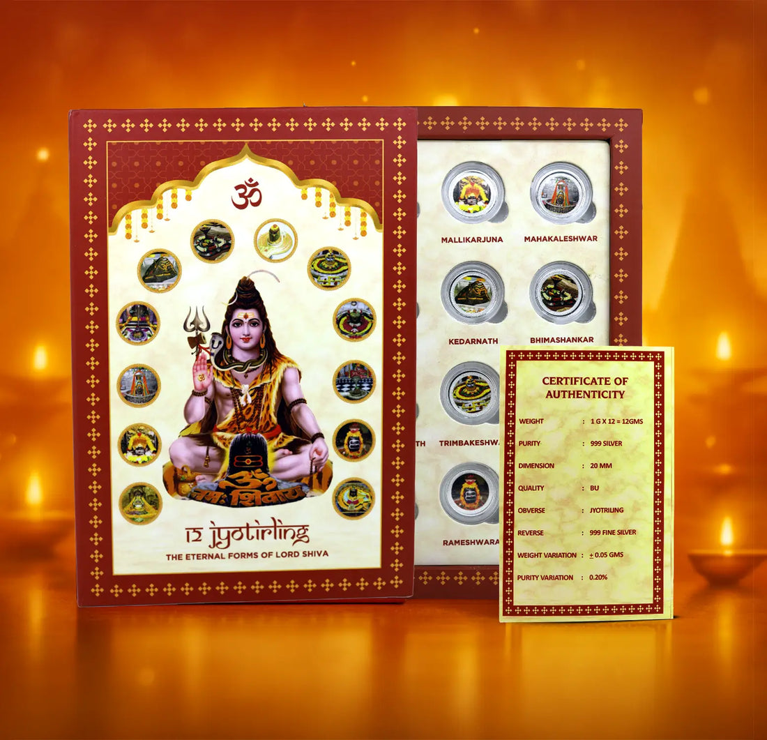 12 Jyotirlinga Pure Silver Coin Collection  - Made With Pure 999 Silver