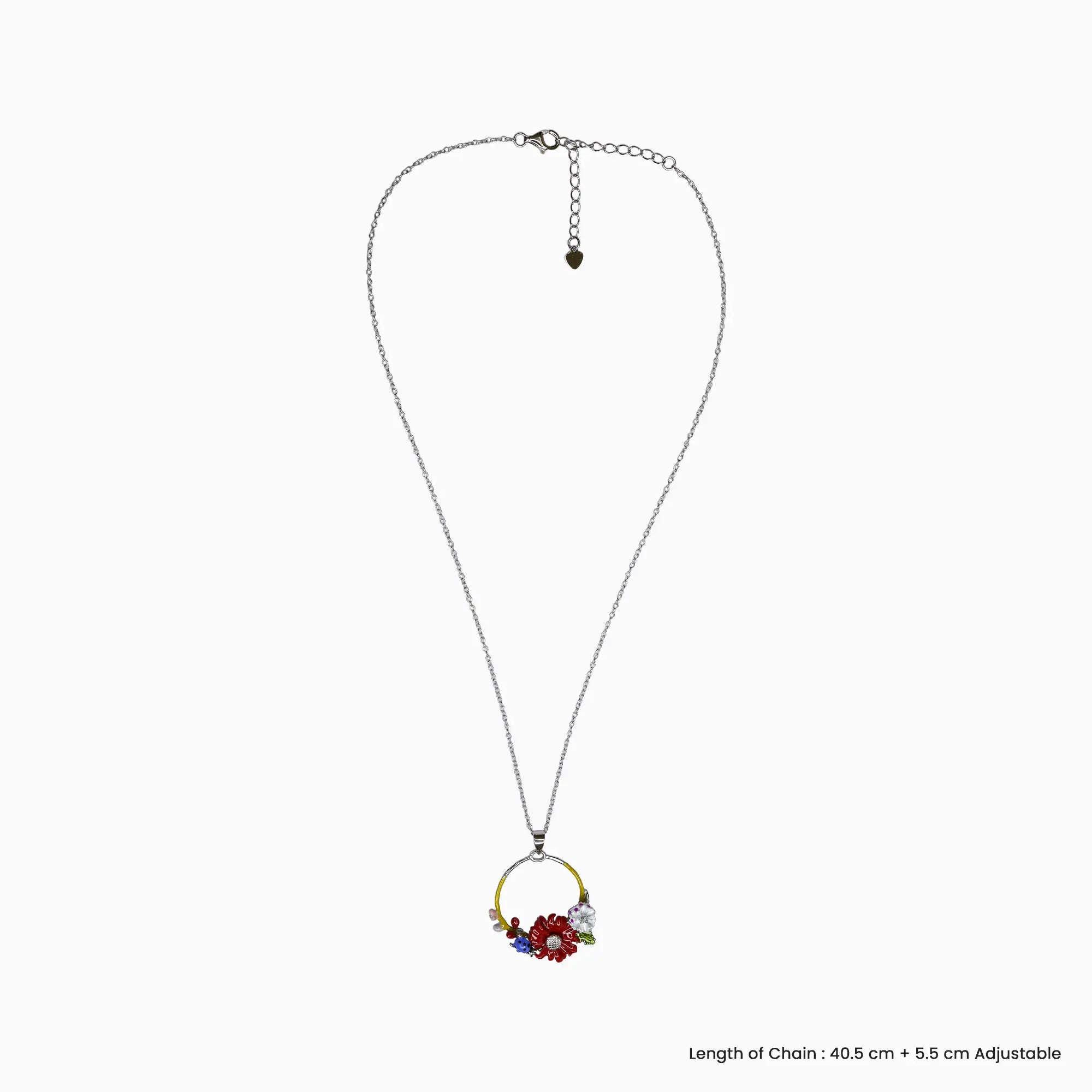 Floral Harmony Silver Necklace Set- Made With Pure 925 Silver