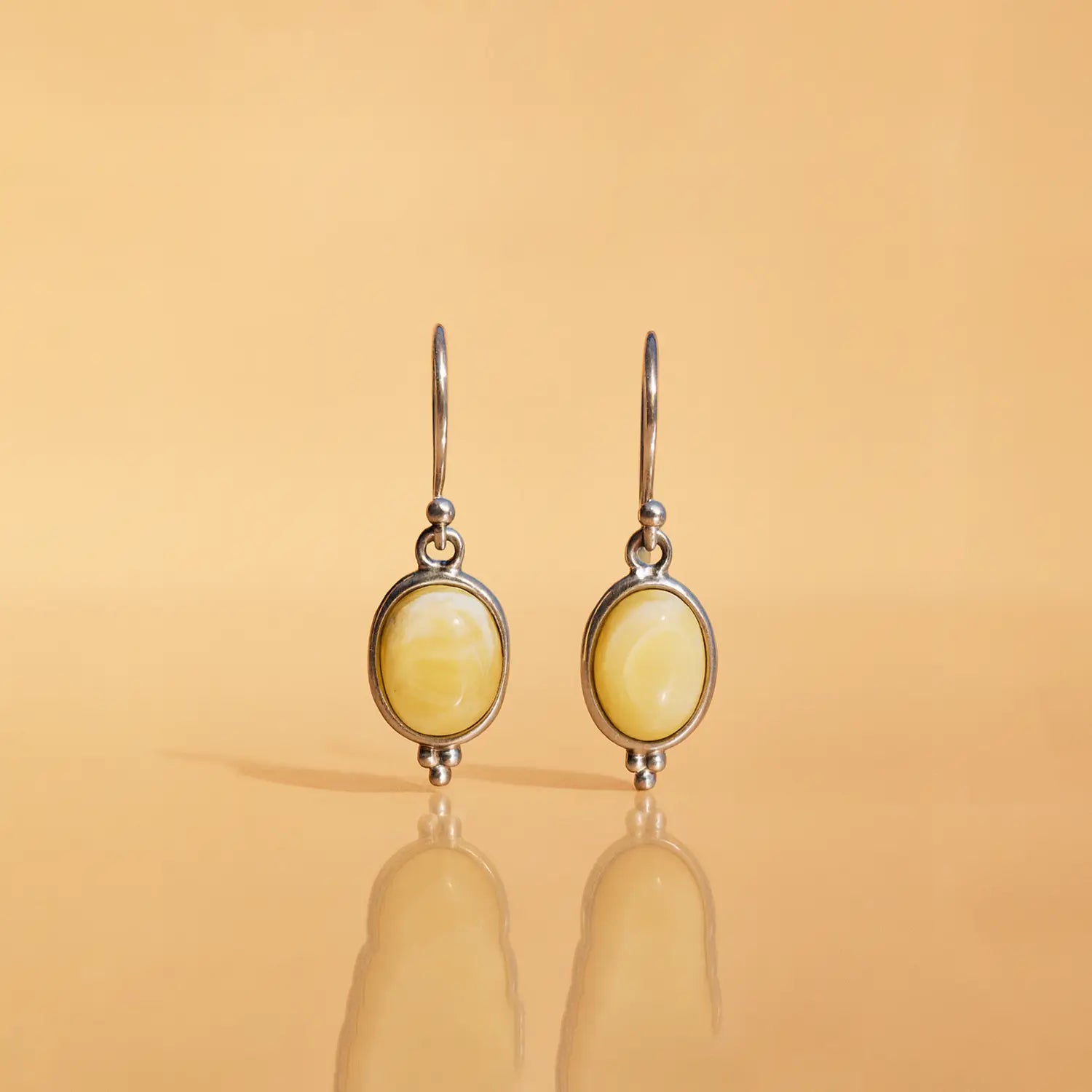 Pure Silver Earrings with Yellow Cat’s Eye Stone- Made With Pure 925 Silver