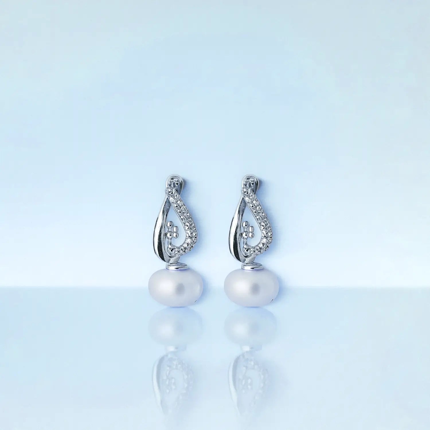 Pure Silver Pearl Drop Earrings with  Design- Made With Pure 925 Silver