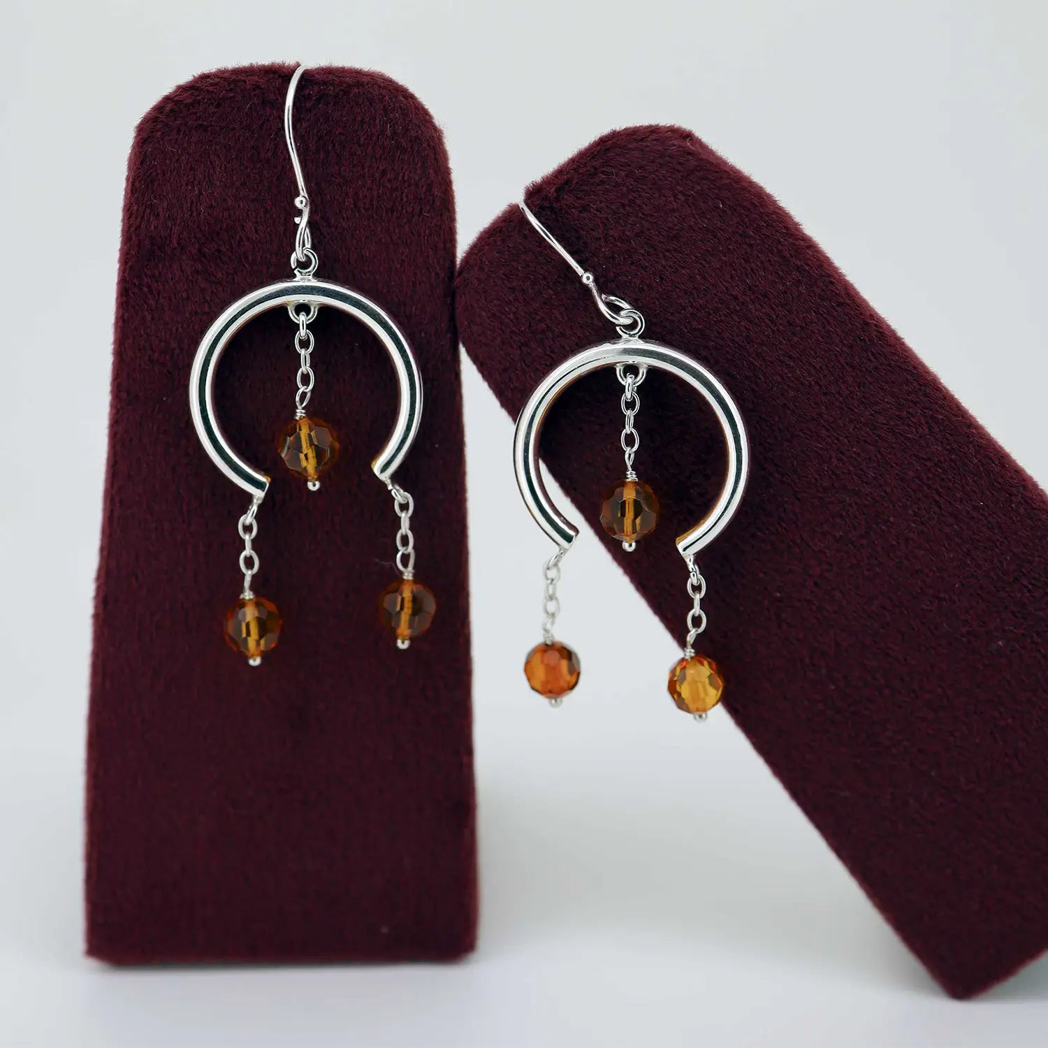 Amber Charm  Silver Dangle Earrings- Made With Pure 925 Silver