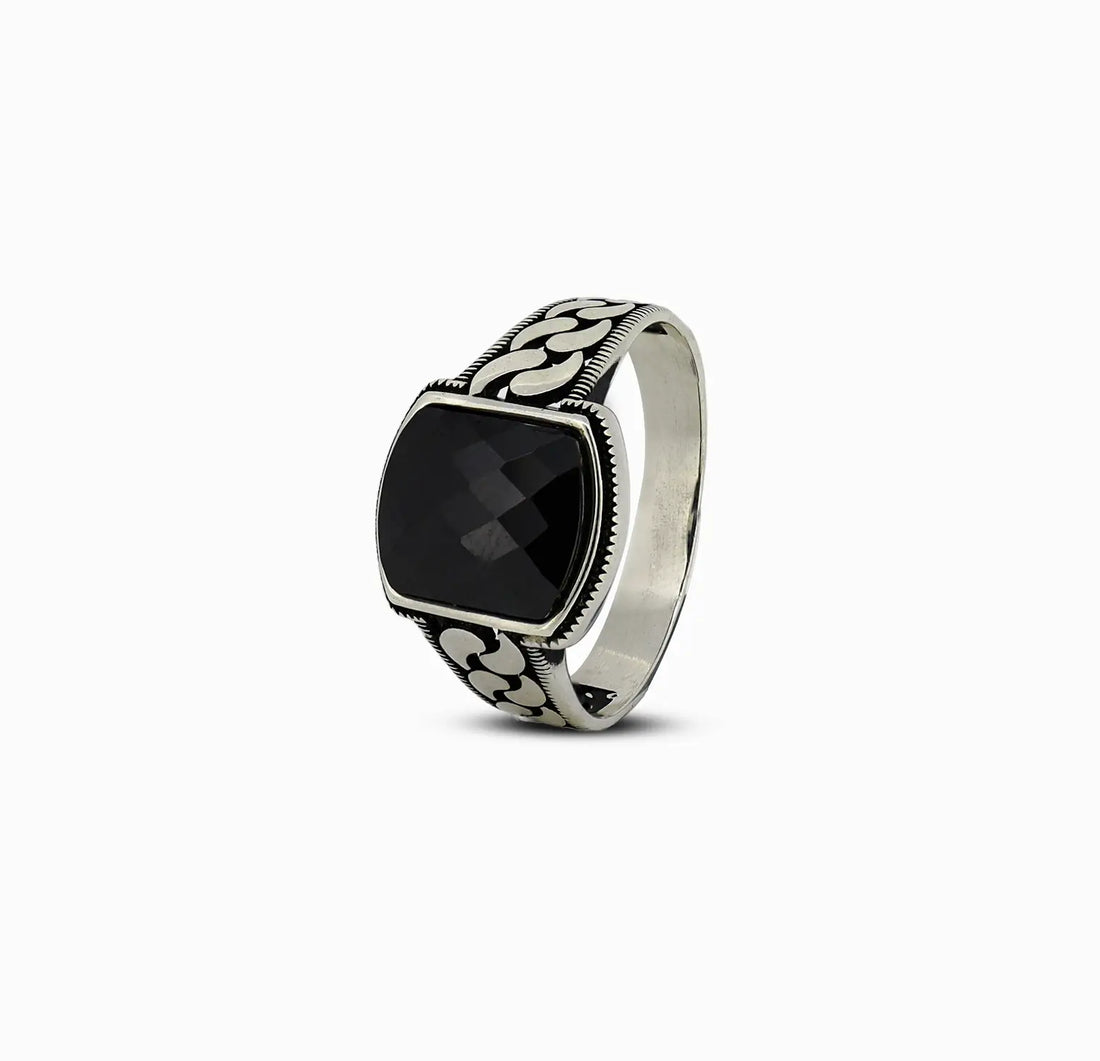 Pure Silver Black Onyx Ring - Made With Pure 925 Silver