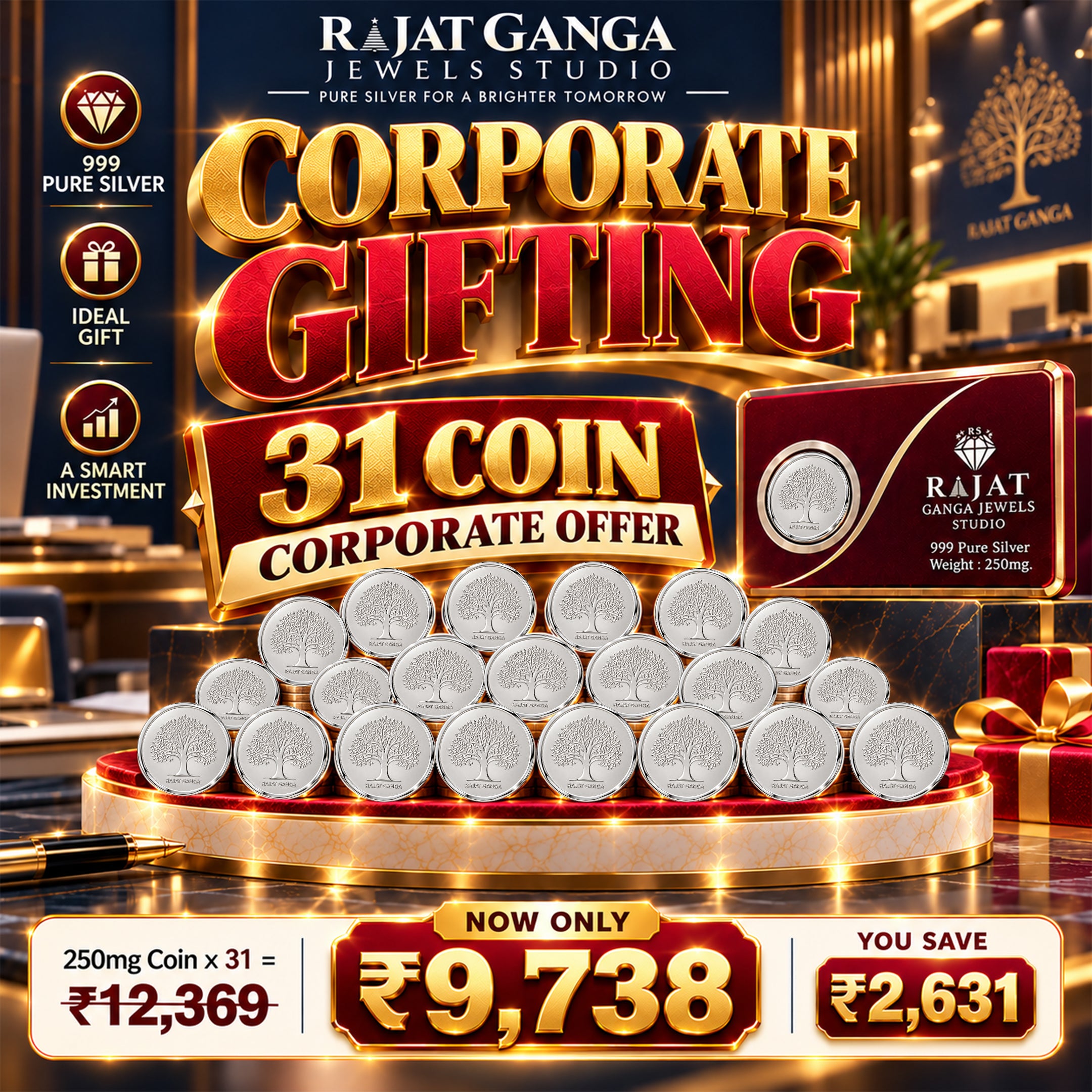 999 Pure Silver Corporate Gift Coin Set – 31 Coin Premium Collection
