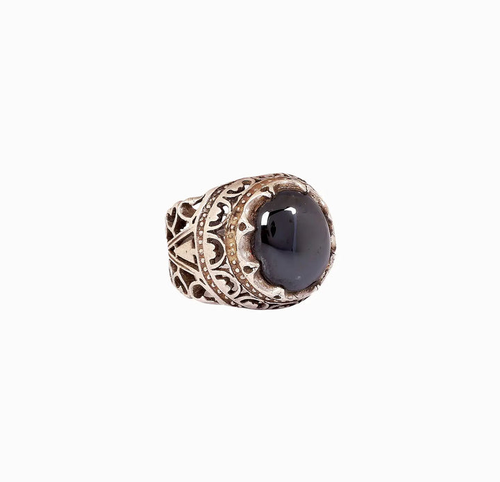 Silver Filigree Ring with Black Stone - Made With Pure 925 Silver