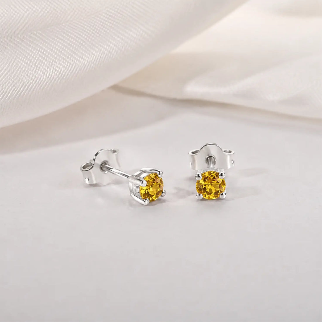 Radiant Yellow Gemstone Sterling Silver Stud Earrings- Made With Pure 925 Silver