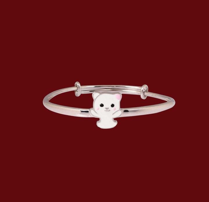 Cute Kitty Silver Kids Kada Bracelet - Made With Pure 925 Silver