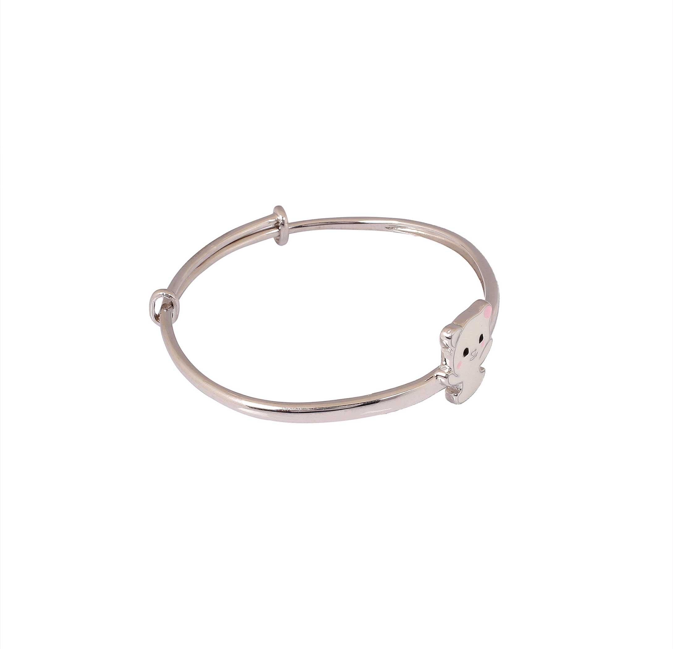 Cute Kitty Silver Kids Kada Bracelet - Made With Pure 925 Silver