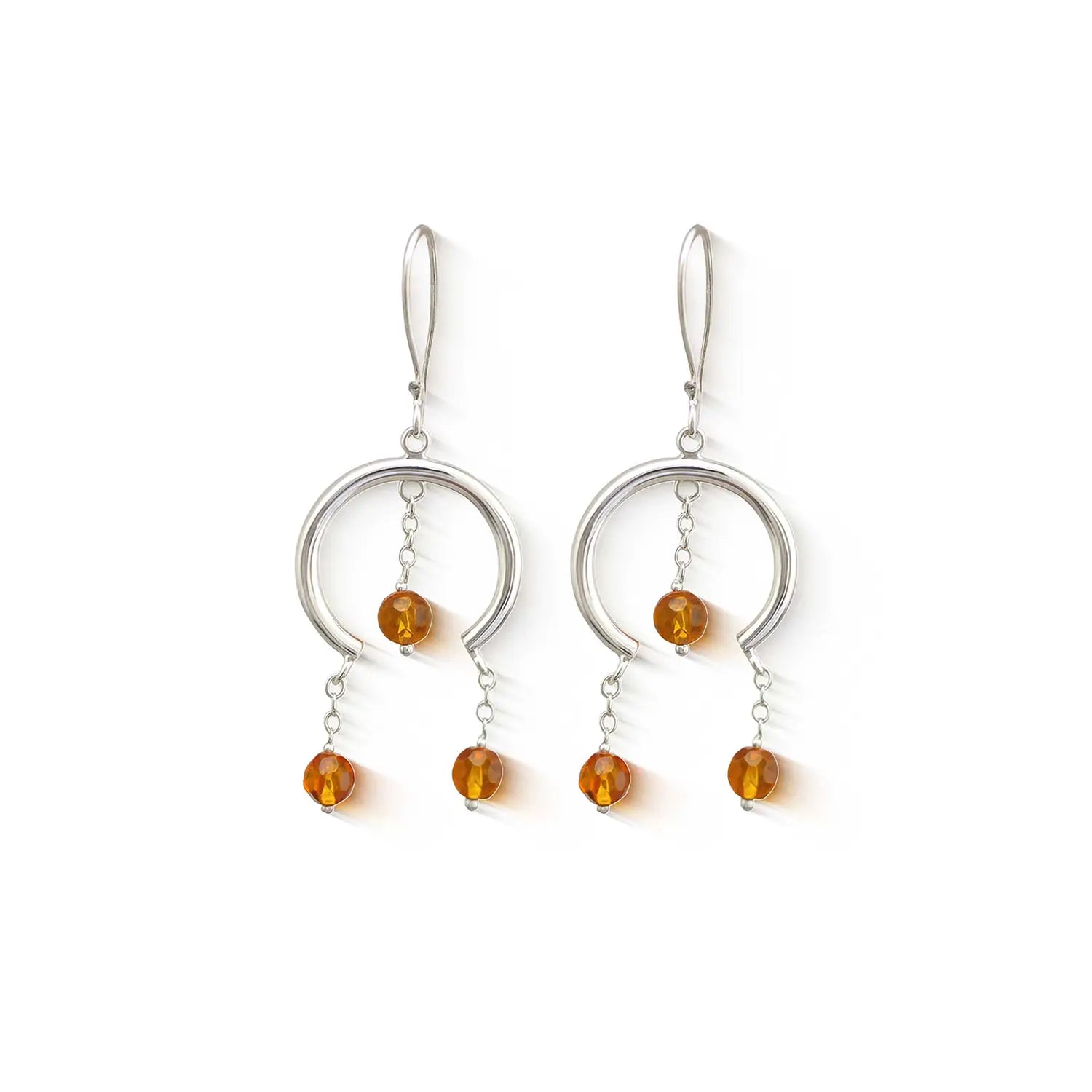 Amber Charm  Silver Dangle Earrings- Made With Pure 925 Silver