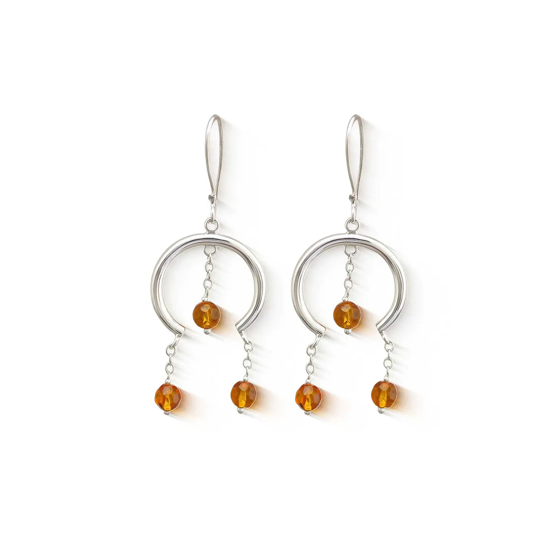Amber Charm  Silver Dangle Earrings- Made With Pure 925 Silver