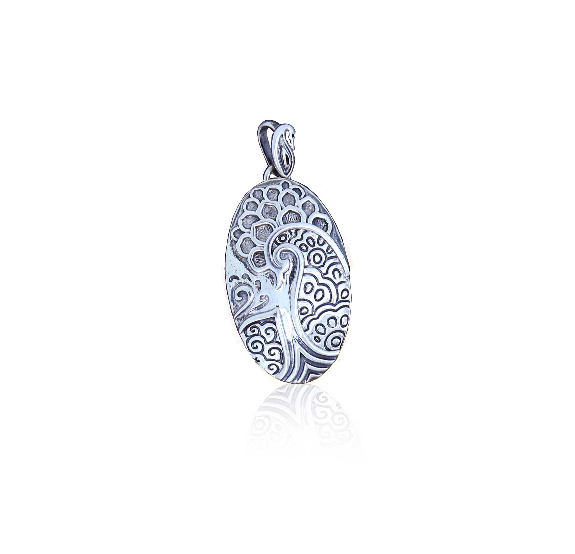Artistic Pure Silver Peacock Pendant- Made With Pure 925 Silver