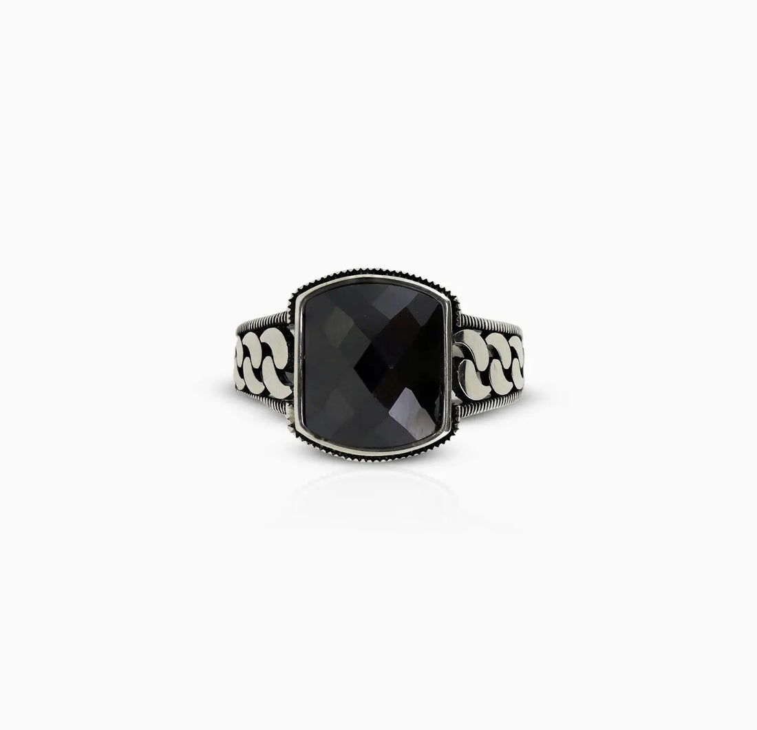 Pure Silver Black Onyx Ring - Made With Pure 925 Silver