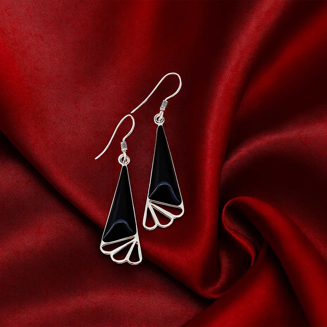Pure Silver Earrings with Black - Made With Pure 925 Silver