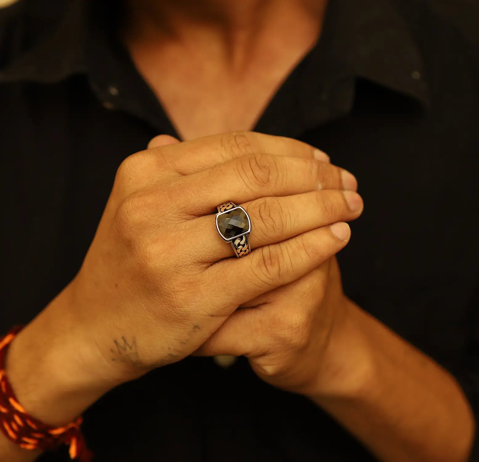 Pure Silver Black Onyx Ring - Made With Pure 925 Silver