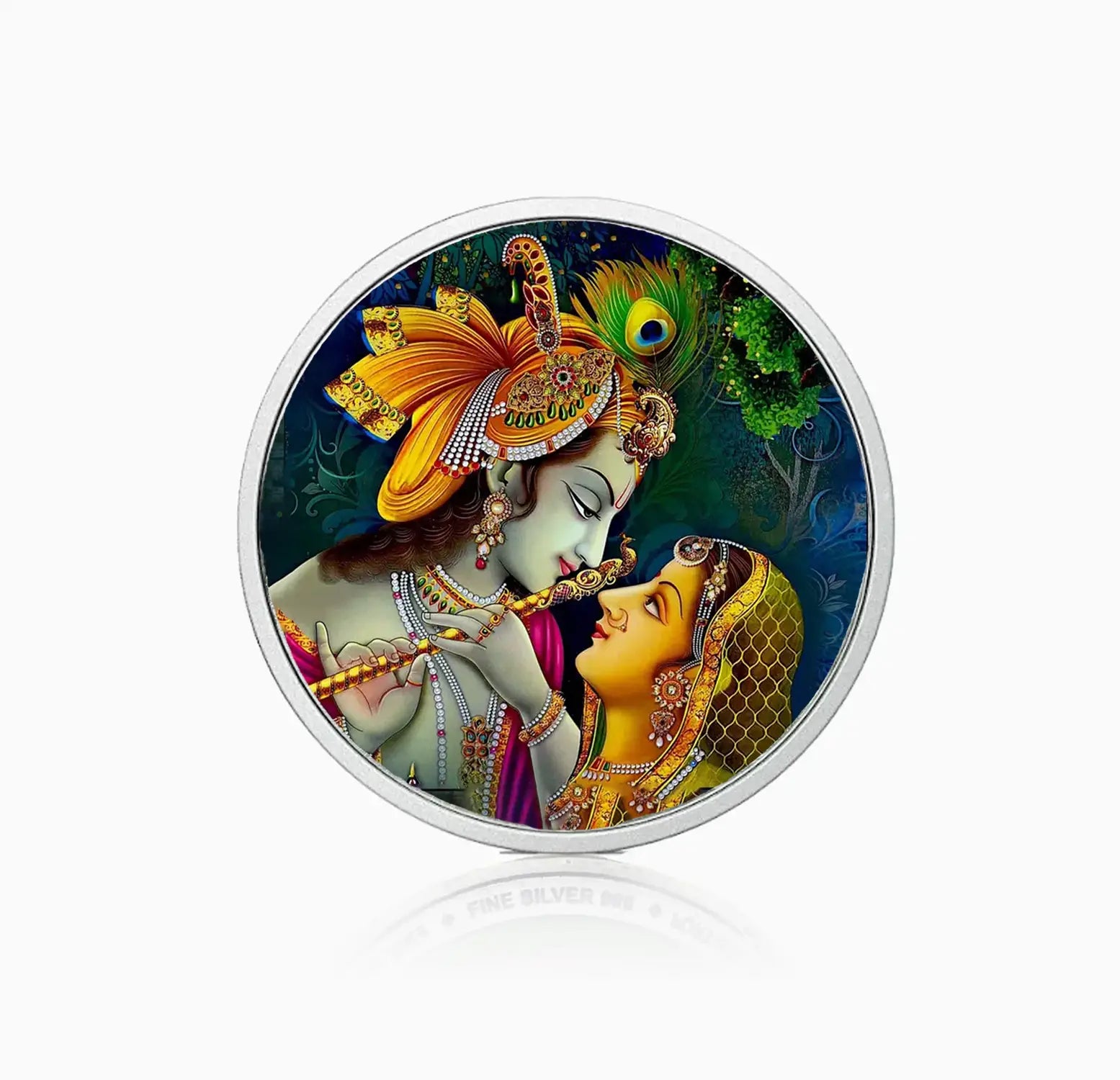 Divine Love Radha-Krishna Fine Silver Coin- Made With Pure 925 Silver
