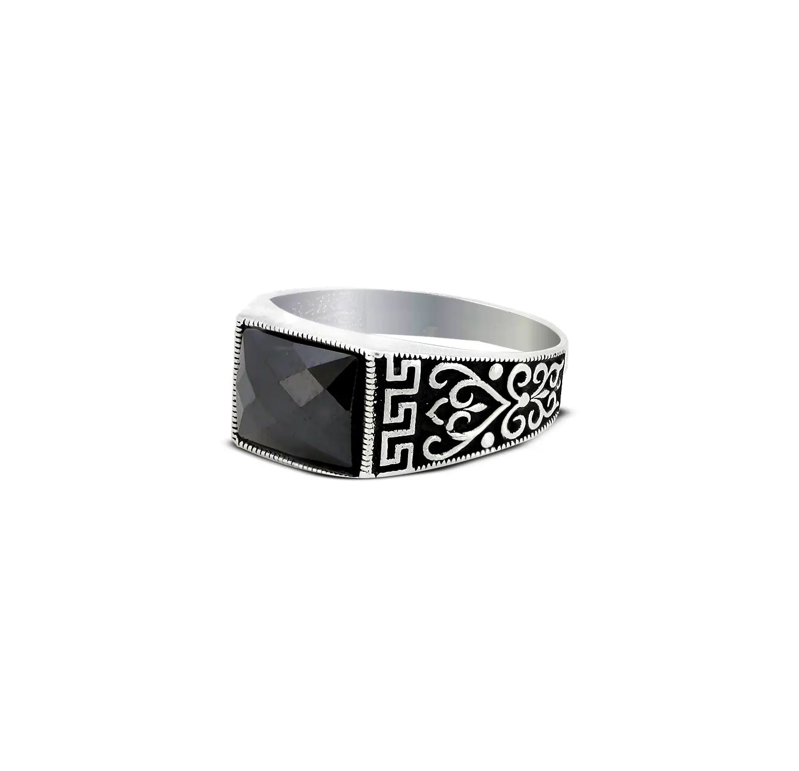 Oxidised Silver Ring with Black Stone - Made With Pure 925 Silver
