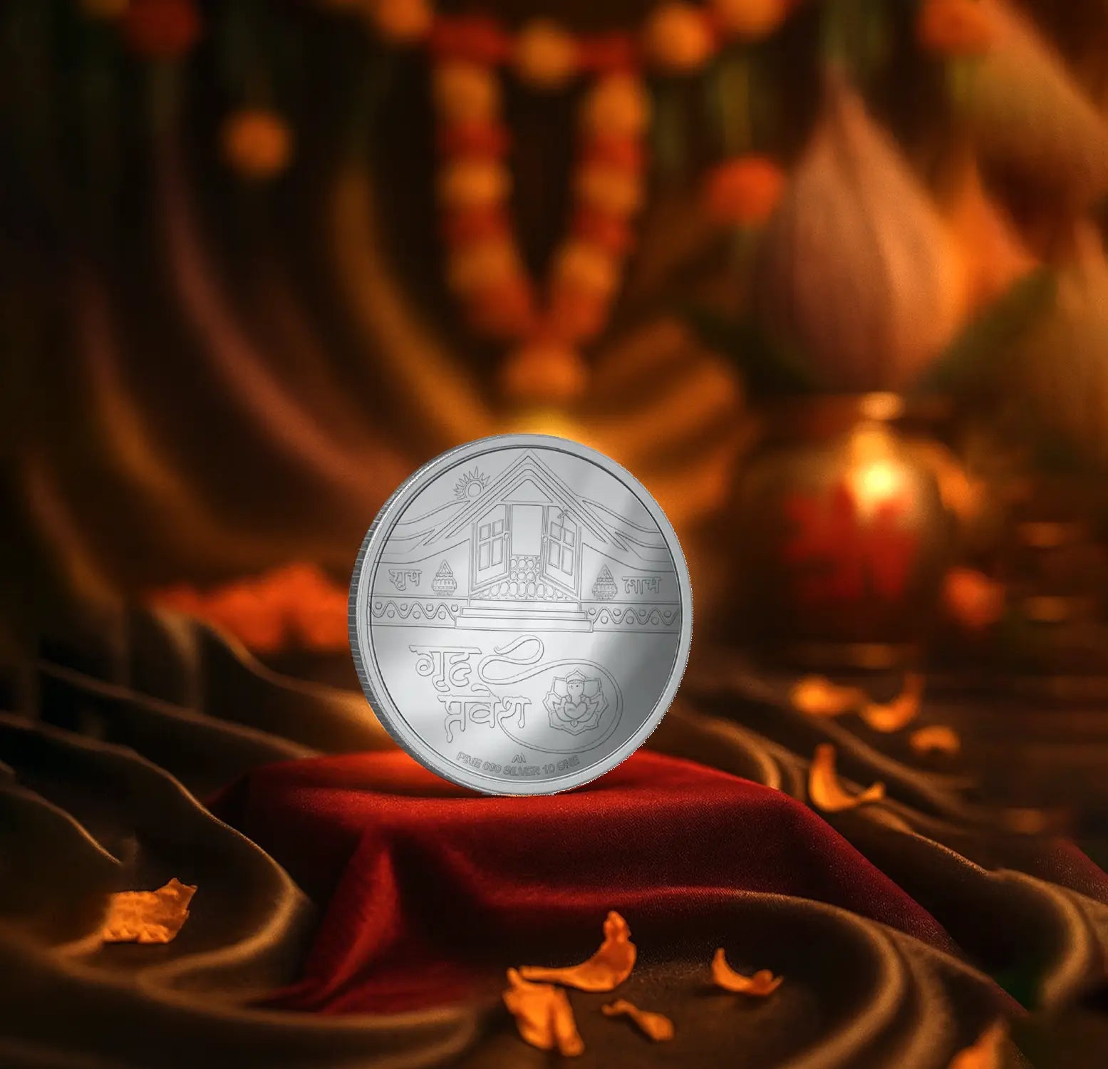 Griha Pravesh Fine Silver Coin - Made With Pure 925 Silver