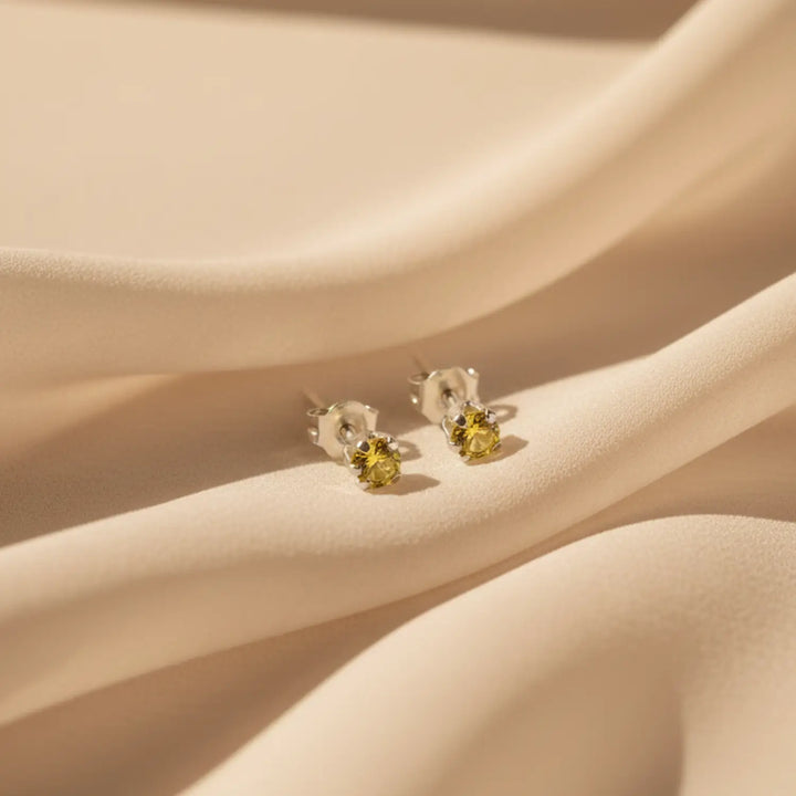 Radiant Yellow Gemstone Sterling Silver Stud Earrings- Made With Pure 925 Silver