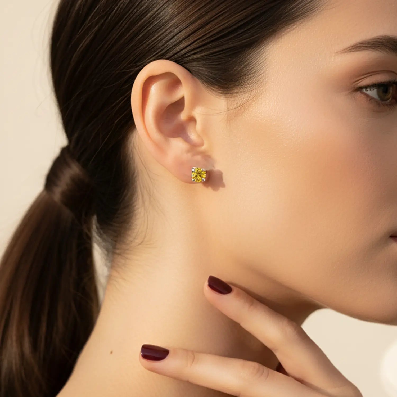 Radiant Yellow Gemstone Sterling Silver Stud Earrings- Made With Pure 925 Silver