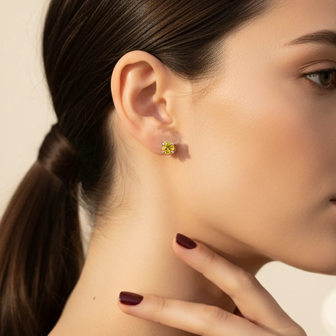 Radiant Yellow Gemstone Sterling Silver Stud Earrings- Made With Pure 925 Silver
