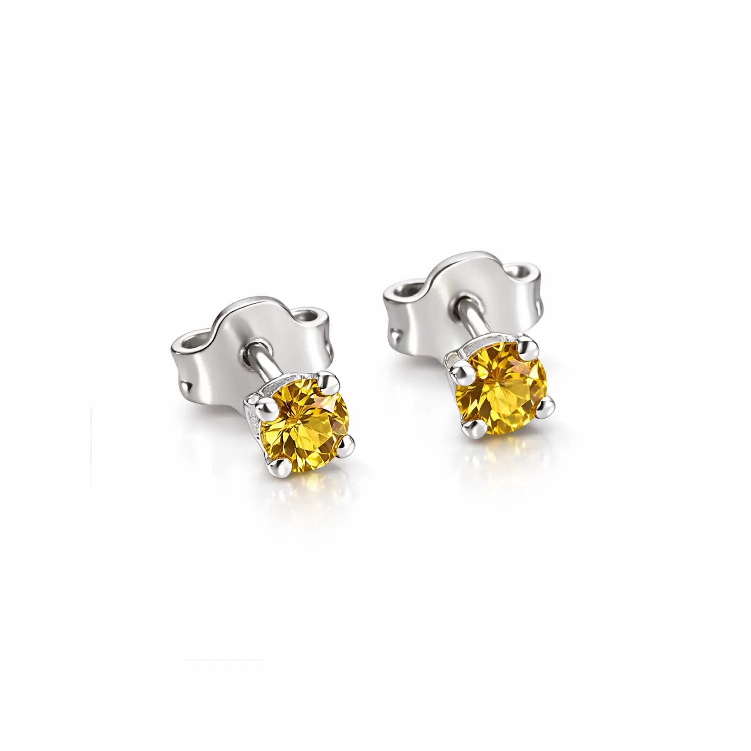 Radiant Yellow Gemstone Sterling Silver Stud Earrings- Made With Pure 925 Silver