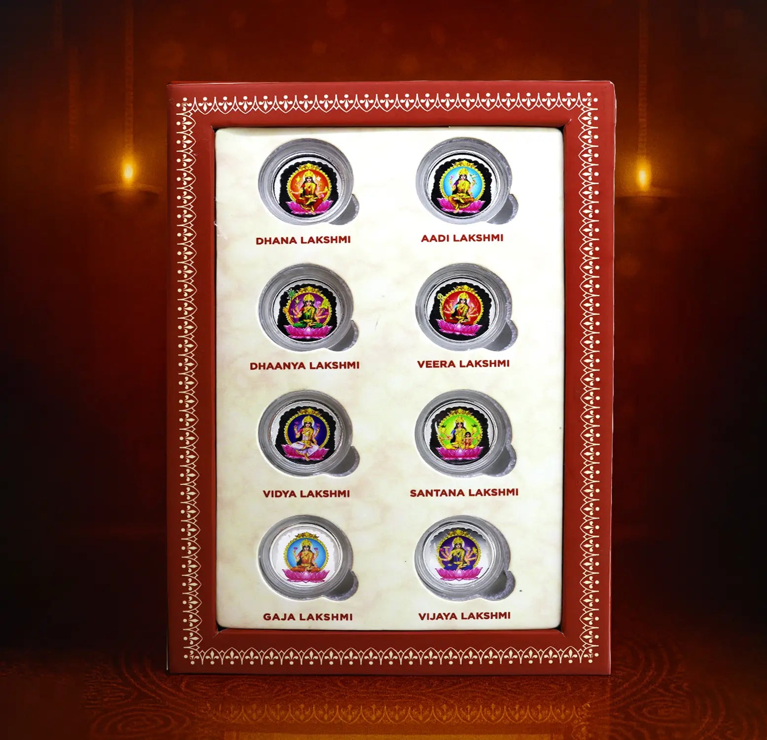 Ashtalakshmi Pure Silver Coin Collection – 8 Forms of Goddess Lakshmi - Made With Pure 999 Silver