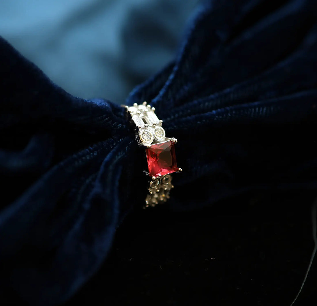 Crimson Elegance Pure Silver Ring - Made With Pure 925 Silver