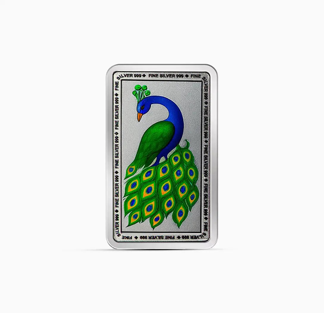 Royal Peacock Fine Silver Bar  - Made With Pure 925 Silver