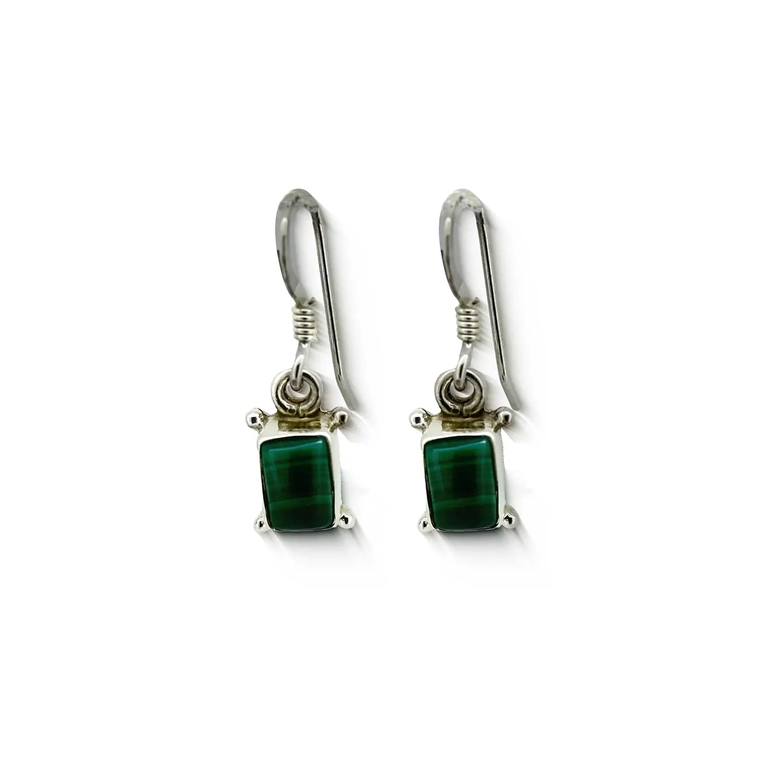Pure Silver Earrings with Green  Stone- Made With Pure 925 Silver