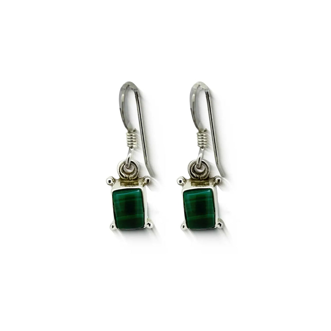Pure Silver Earrings with Green  Stone- Made With Pure 925 Silver