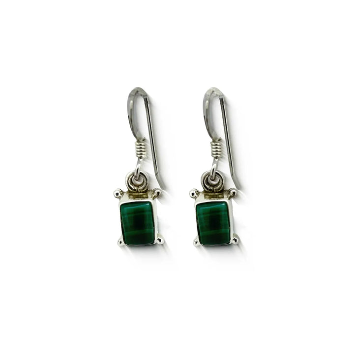 Pure Silver Earrings with Green  Stone- Made With Pure 925 Silver