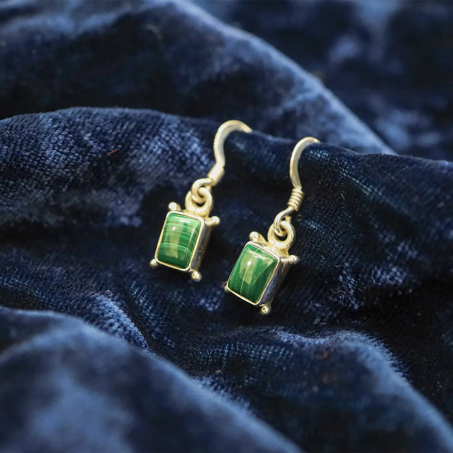 Pure Silver Earrings with Green  Stone- Made With Pure 925 Silver