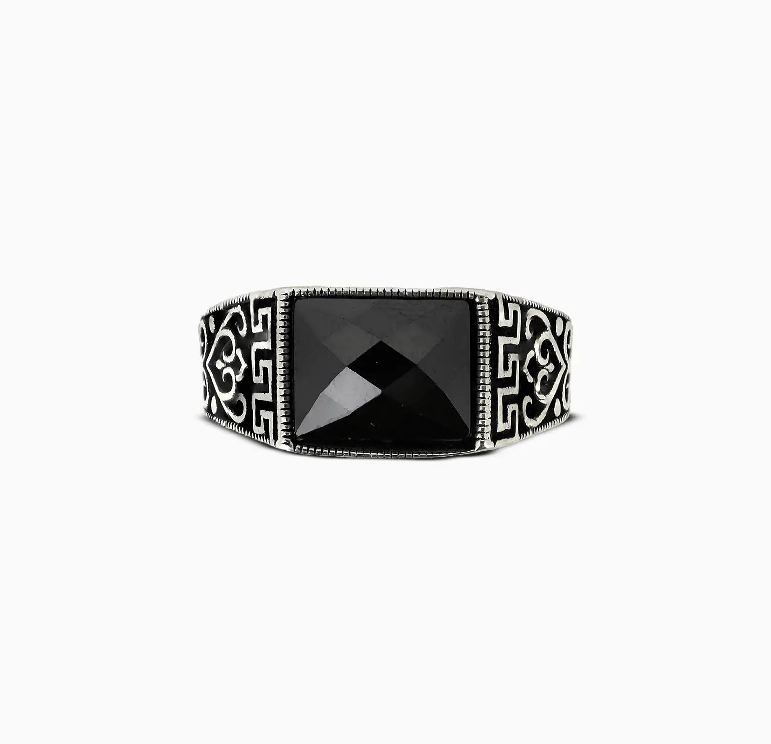 Oxidised Silver Ring with Black Stone - Made With Pure 925 Silver