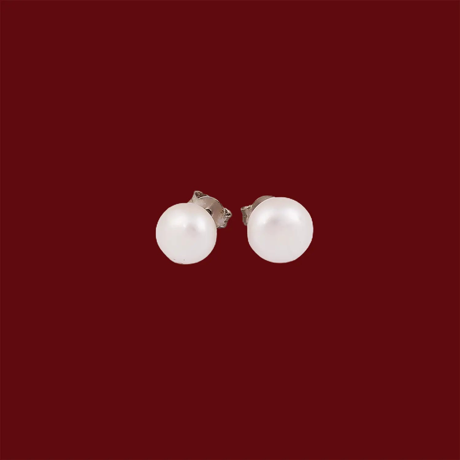 Classic Pure Silver Pearl Stud Earrings- Made With Pure 925 Silver