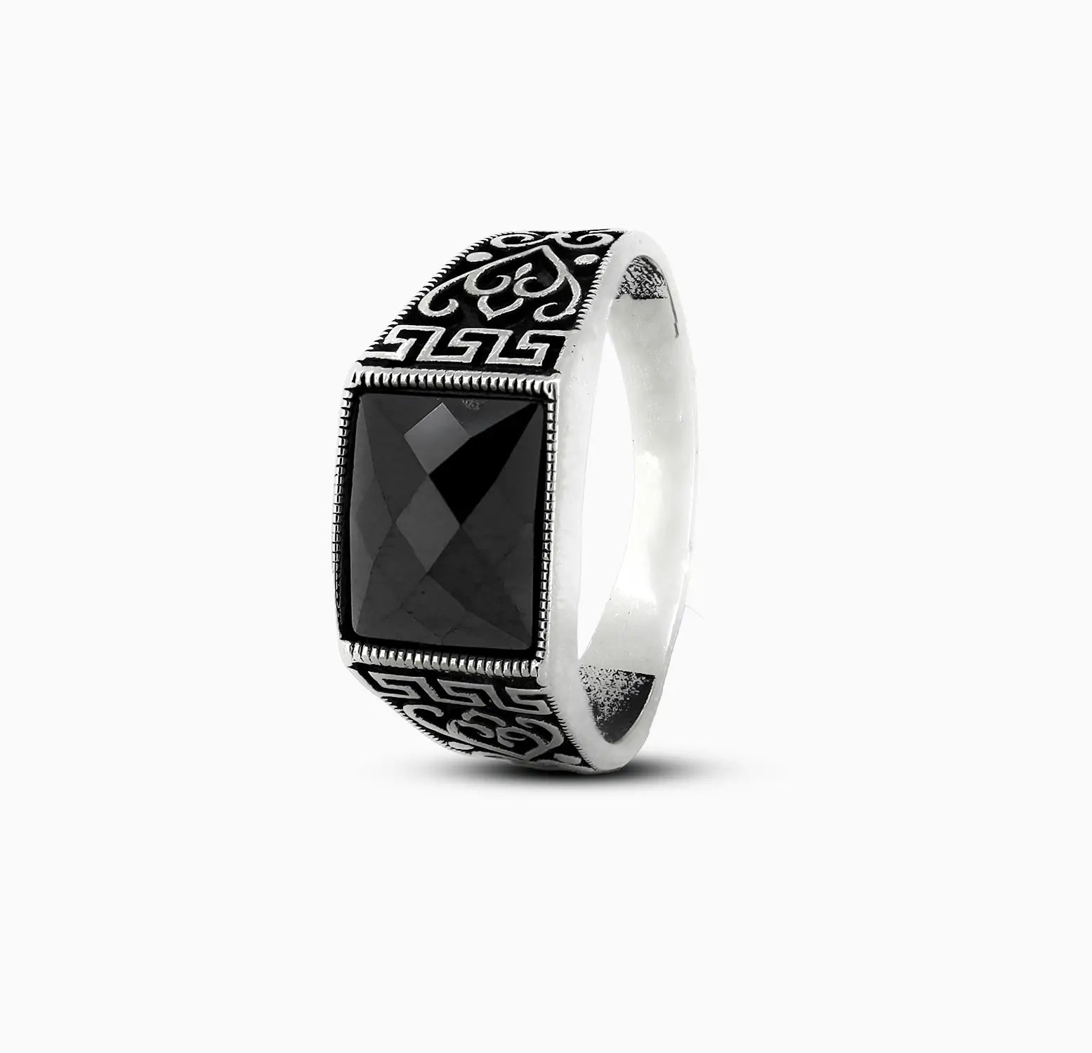 Oxidised Silver Ring with Black Stone - Made With Pure 925 Silver