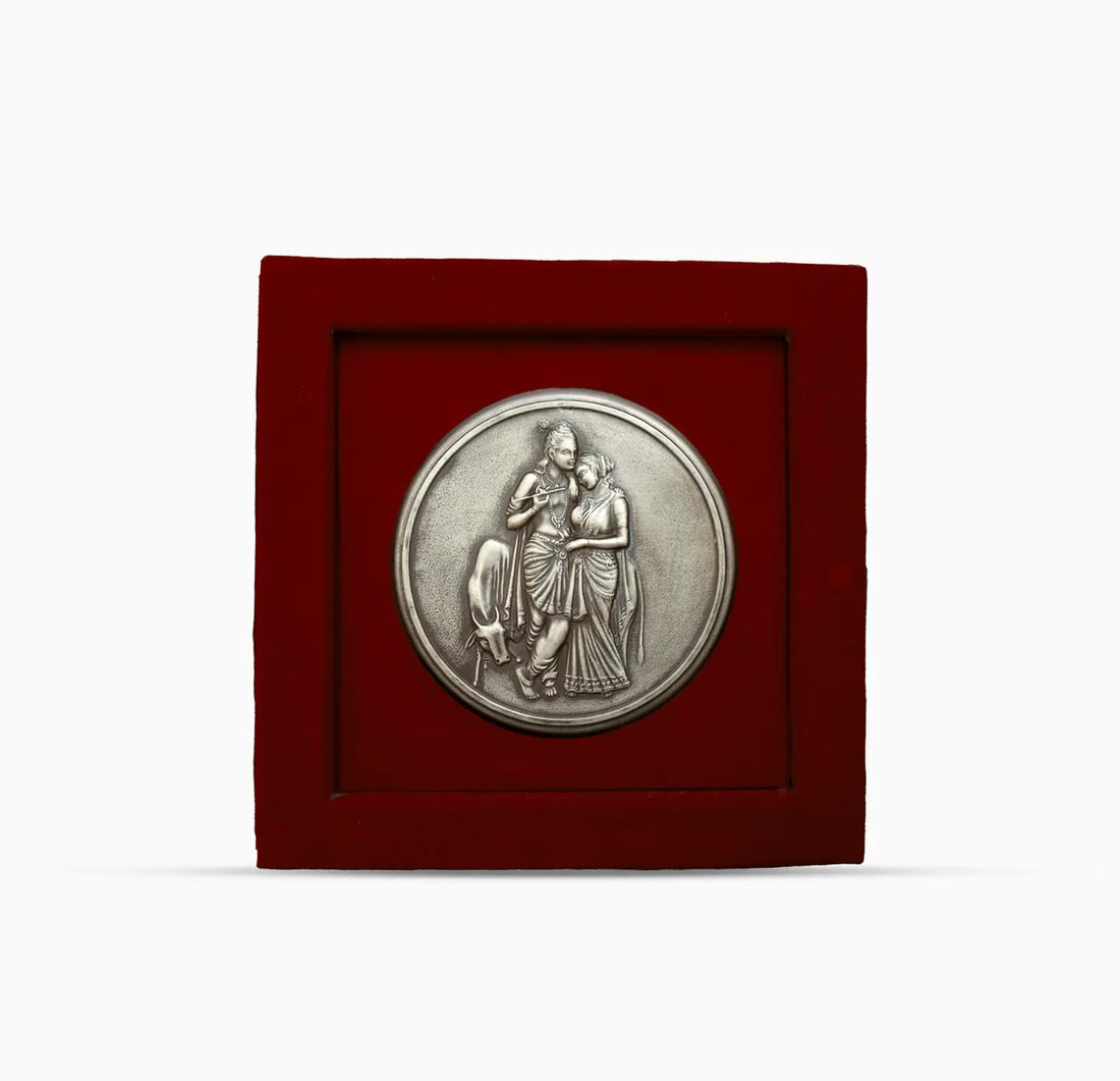 Radha Krishna Pure Silver Coin  - Made With Pure 925 Silver