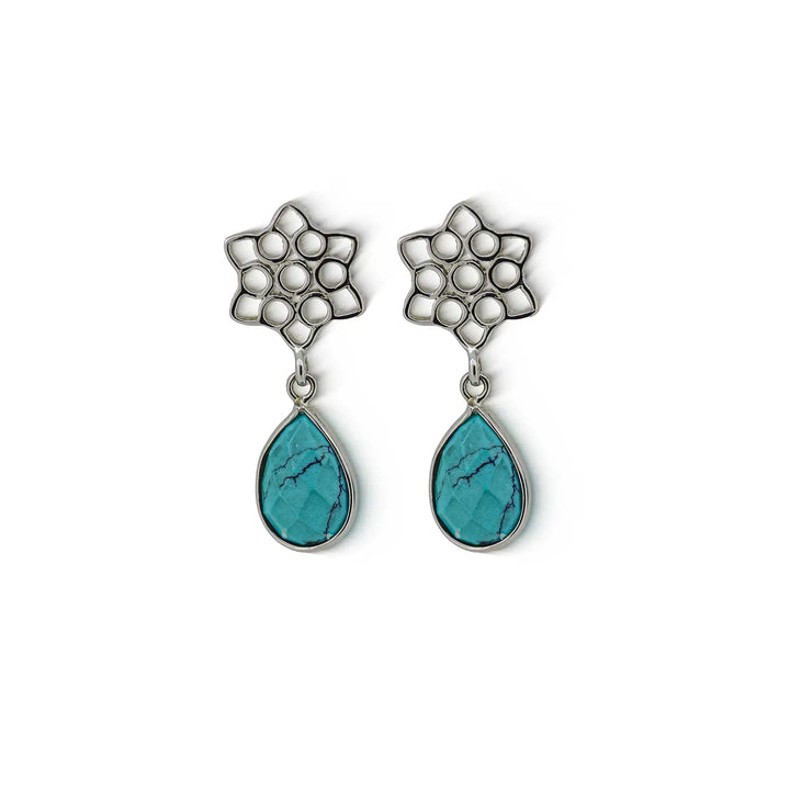 Turquoise Bloom Silver Drop Earrings- Made With Pure 925 Silver
