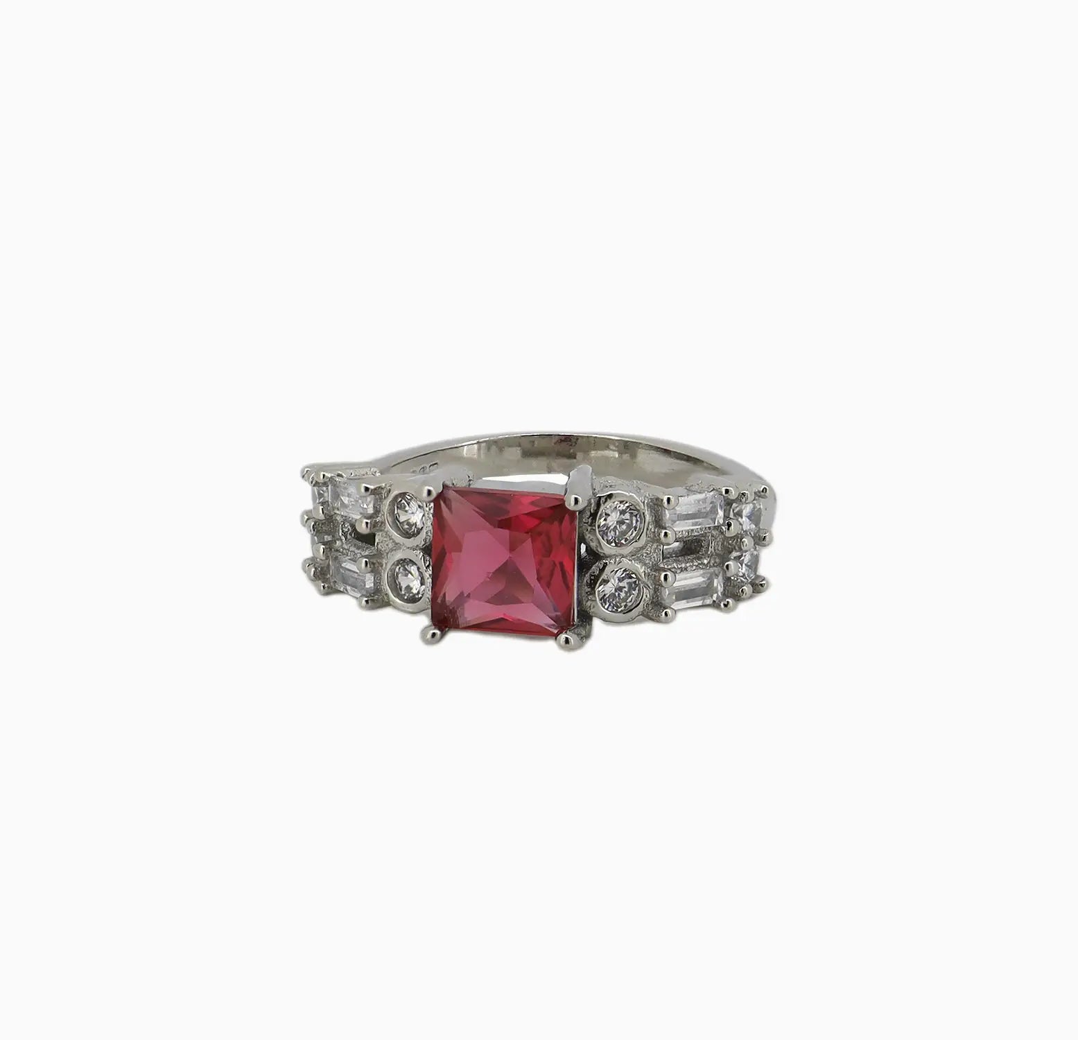 Crimson Elegance Pure Silver Ring - Made With Pure 925 Silver