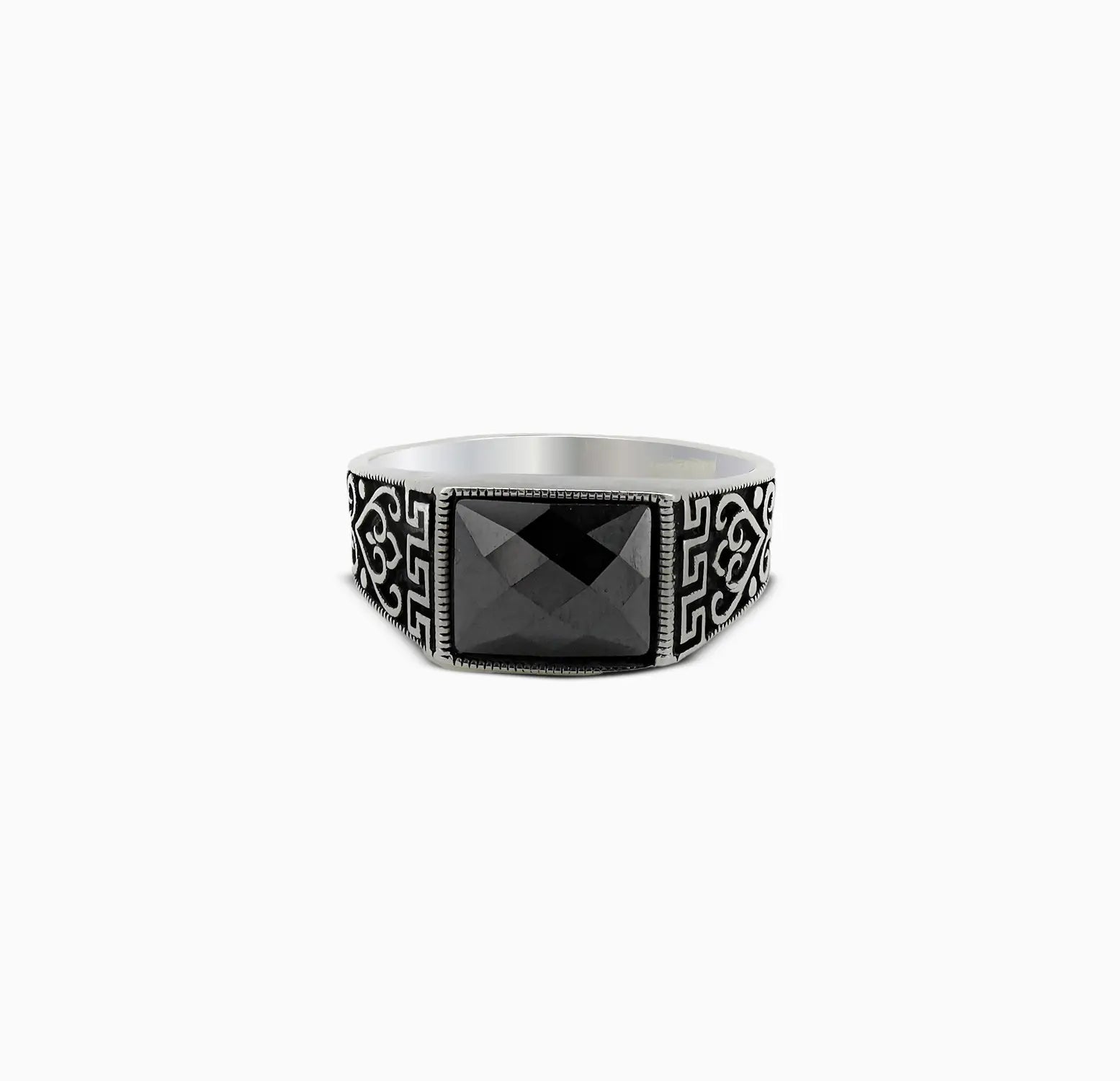 Oxidised Silver Ring with Black Stone - Made With Pure 925 Silver