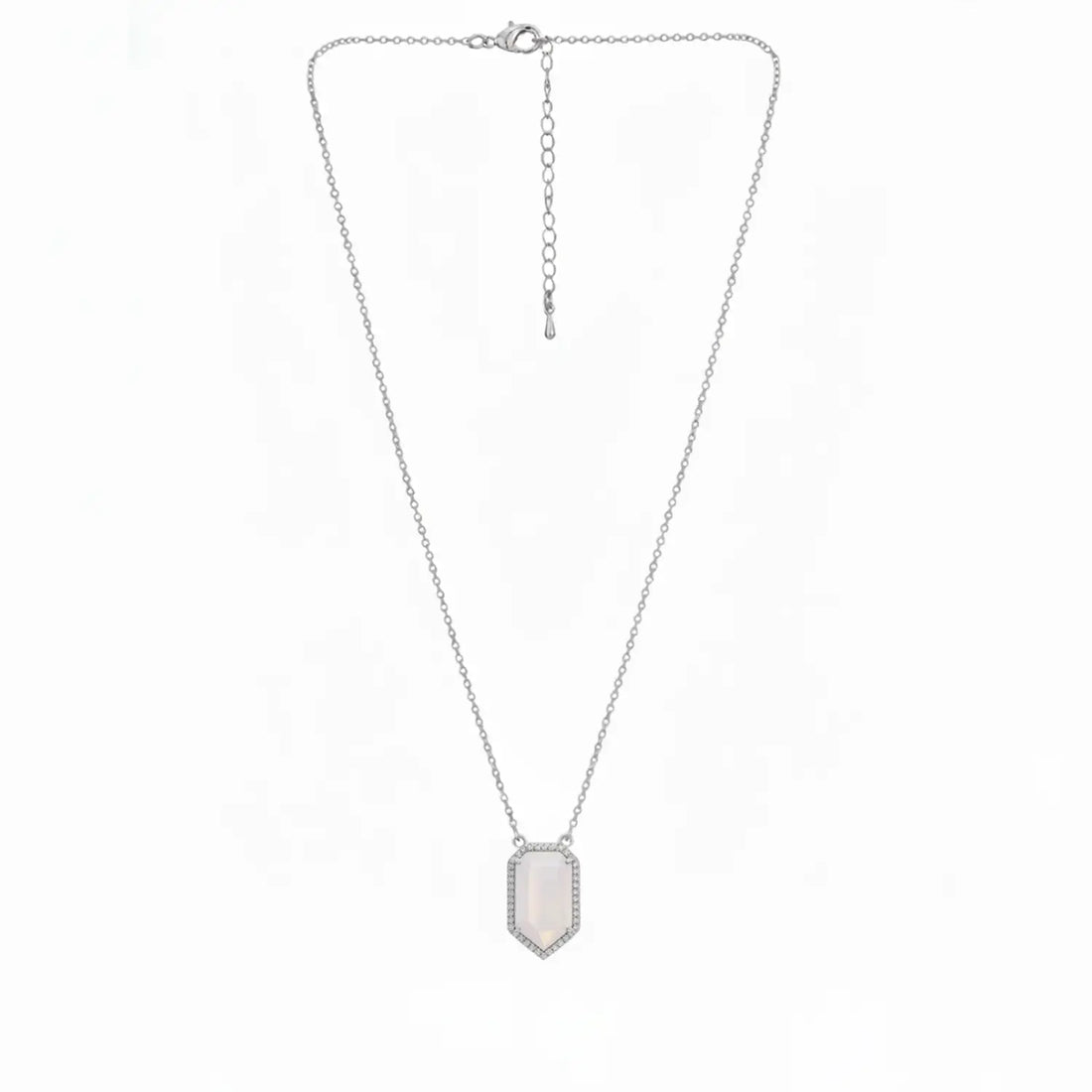 White Opal Stone Pendant with Silver Chain- Made With Pure 925 Silver