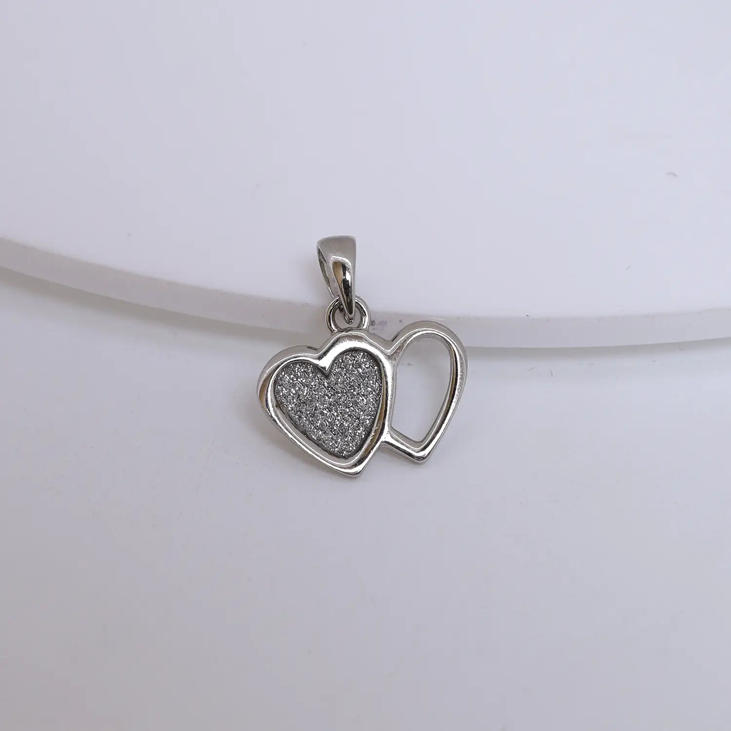 Elegant Double Heart Pure Silver Pendant  - Made With 925 Pure Silver