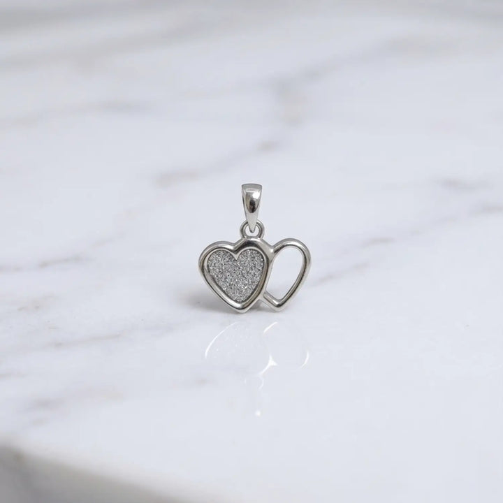 Elegant Double Heart Pure Silver Pendant  - Made With 925 Pure Silver