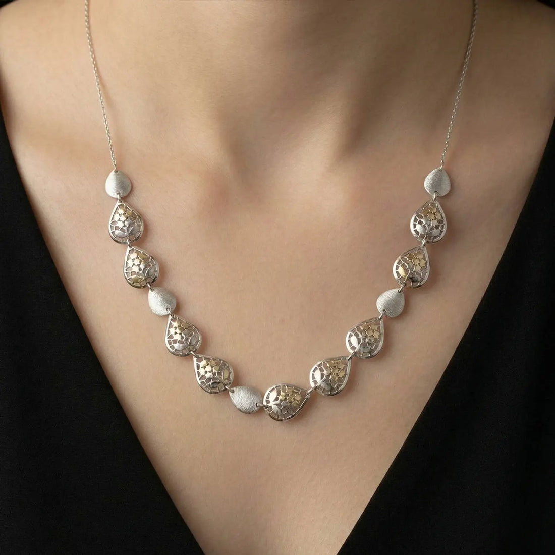 Elegant Teardrop Cascade Pure Silver Necklace Set- Made With Pure 925 Silver