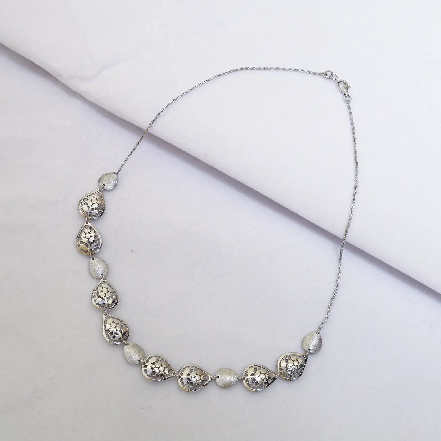 Elegant Teardrop Cascade Pure Silver Necklace Set- Made With Pure 925 Silver