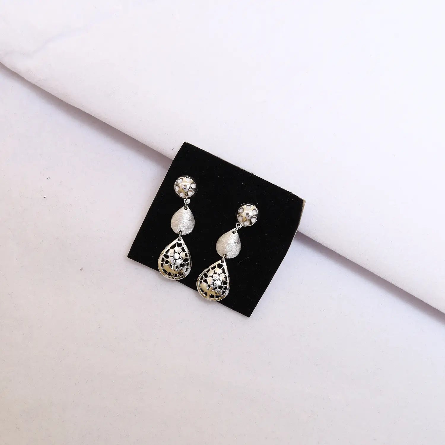 Elegant Teardrop Cascade Pure Silver Necklace Set- Made With Pure 925 Silver