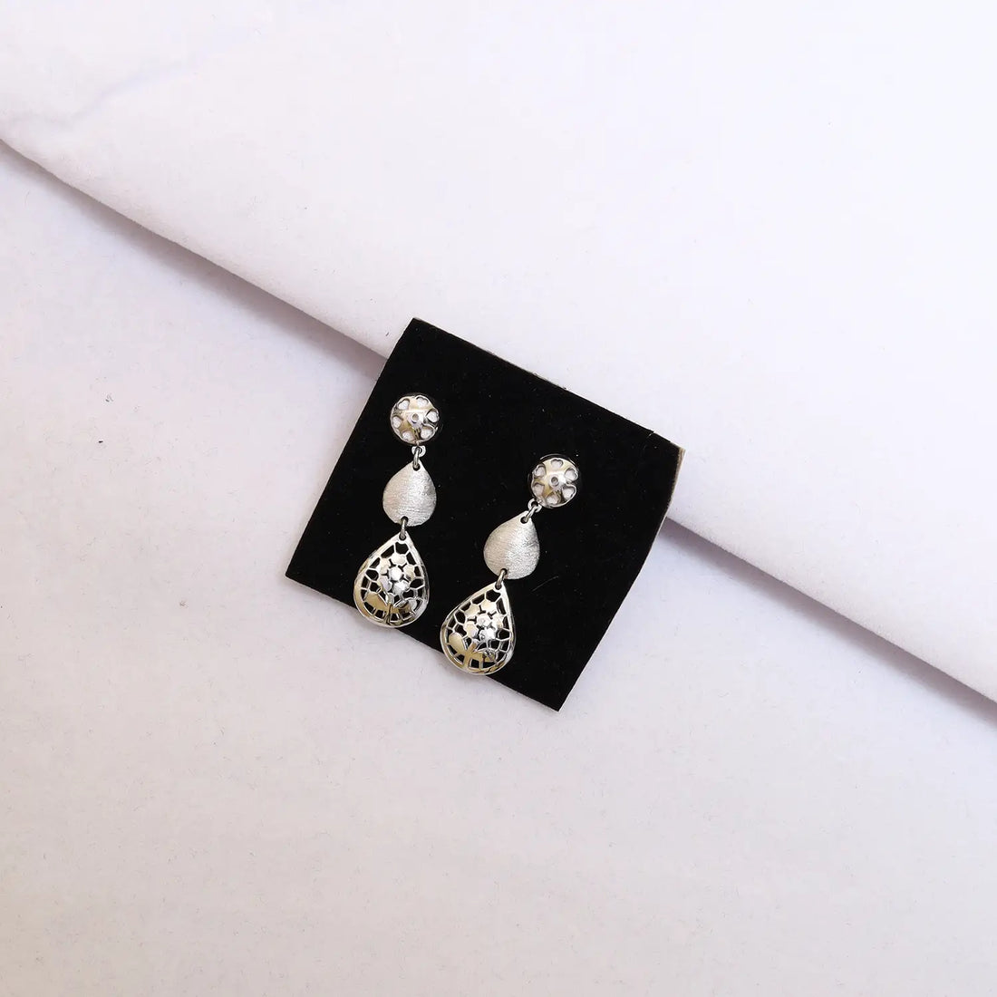 Elegant Teardrop Cascade Pure Silver Necklace Set- Made With Pure 925 Silver