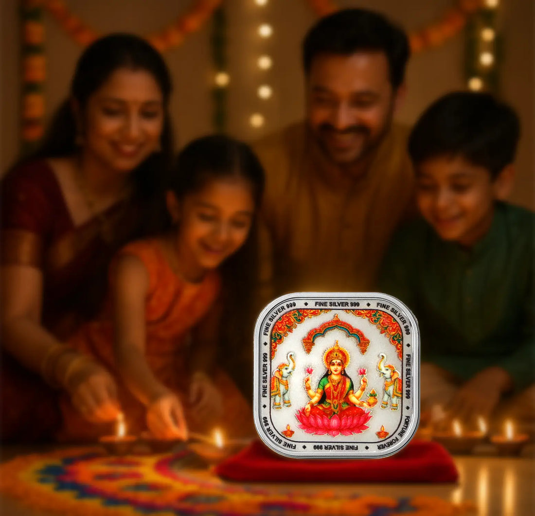 Goddess Lakshmi Fine Silver Coin - Made With Pure 925 Silver